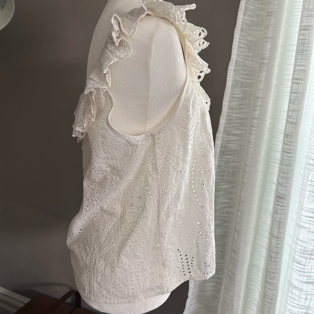 Sezane 100% cotton flutter sleeve blouse - Picture 7 of 9
